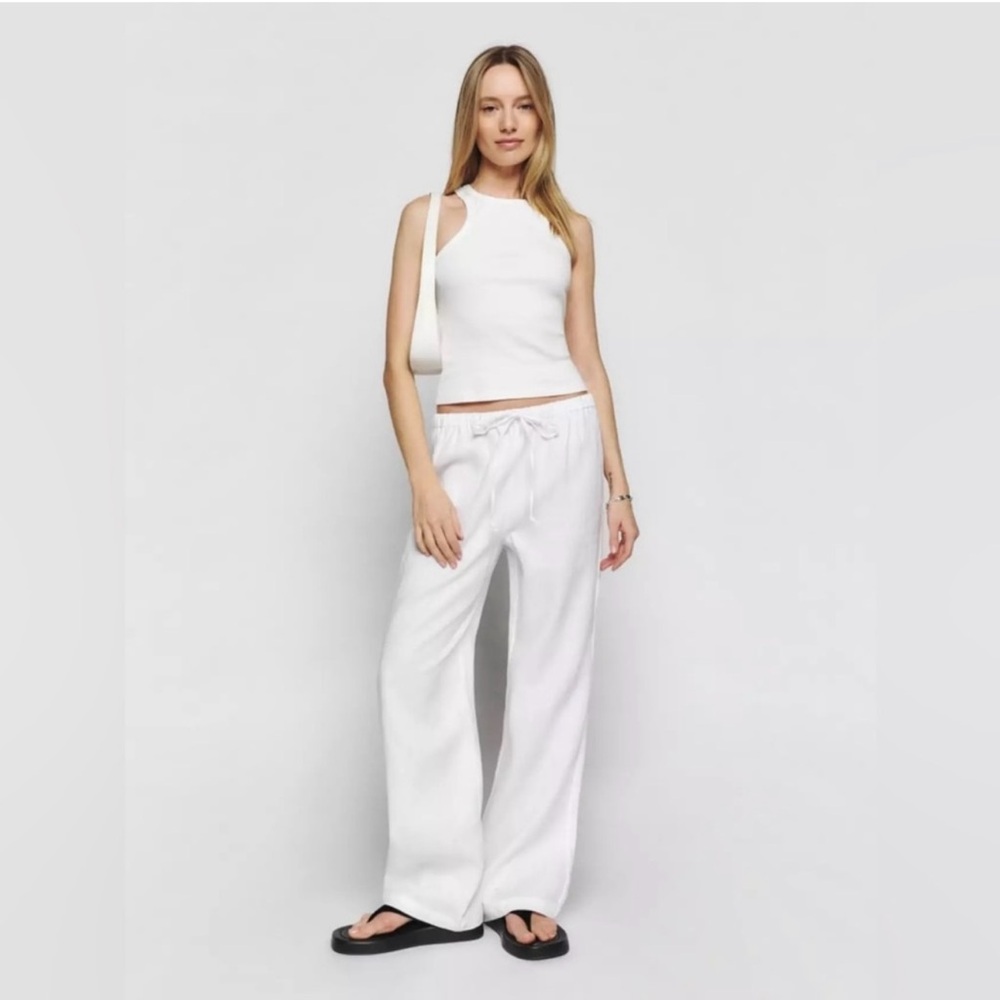 Reformation White Linen Pants